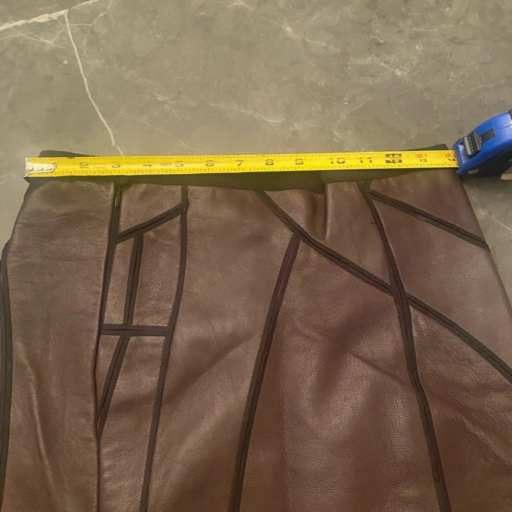 J. Mendel Brown Leather Midi Skirt